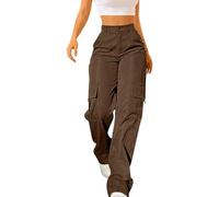 Pantalon Cargo Femme Baggy Y2K Taille Haute Grande Taille Elastique Pantalons De Randonnée Jogging Sport Extérieur Trekking Travail avec Poches Pants Militaire Ample Décontracté