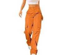 Pantalon Cargo Femme Baggy Y2K Taille Haute Grande Taille Elastique Pantalons De Randonnée Jogging Sport Extérieur Trekking Travail avec Poches Pants Militaire Ample Décontracté