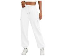 Pantalon Cargo Femme Droit- Pantalon Sport Taille Élastique Couleur Unie Coupe Ample Décontracté Sweatpants Chic Et Elegant Automne Hiver avec Poches Doux Polyvalent Pants pour Randonnée