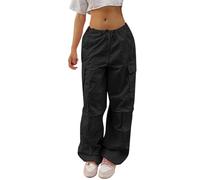 Pantalon Cargo Femme High Waist Strech Cargo Militaire Baggy Stretch Pantalons Parachute Pants avec poches Trekking Multipoche Casual Gothique Respirant Bas de Survêtement pour Un Usage Quotidien