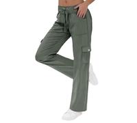 Pantalon Cargo Femme Jogging Femme Pantalon Taille Elastique Enduit Leger Fluide Thermique Toile Bas Vestes De Randonnée Gris Surpantalon Imperméable Large Multipoche Été 2XL Jogpant Survetement