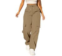 Pantalon Cargo Femme Sport Élastique Cargo Pantalon Large Décontracté Respirant Pantalon Muet Poches Latérales Vintage Pantalon Baggy Randonnée Combat Pantalon Confortable, S-Kaki, L