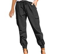 Pantalon Cargo Femme Taille Haute Pantalon Sport Femme Pantalon Cargo Noir pour Femme,Pantalon Ample À Chaînes Multipoches,Multi-Fermeture Éclair Pantalon Cargo avec Poches