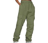 Pantalon Cargo Femme Taille Haute Pantalons de Travail Survêtement Pantalon Jogging Femme Sarouel Hip Hop Élastique Yoga Fitness avec Poches Taille Élastiqué Sport Jogging
