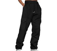Pantalon Cargo Femme Taille Haute Pantalons de Travail Survêtement Pantalon Jogging Femme Sarouel Hip Hop Élastique Yoga Fitness avec Poches Taille Élastiqué Sport Jogging