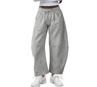 Pantalon Cargo Femme Taille Haute Sudation Confort Stretch Ample Bas de Travail Running Bas Large Pantalon de Sport Detente de Danse Haute Elastique Mode Ensemble Jogging Femme Gris L
