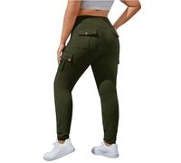 Pantalon Cargo Femme Taille Moyenne- Legging De Sport Élasticité Multi-Poches Coupe Slim Couleur Unie Décontracté Collants Chic Et Élégants Classiques Passe-Partout Pants pour Randonnée