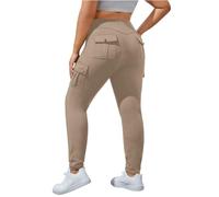 Pantalon Cargo Femme Taille Moyenne- Legging De Sport Élasticité Multi-Poches Coupe Slim Couleur Unie Décontracté Collants Chic Et Élégants Classiques Passe-Partout Pants pour Randonnée