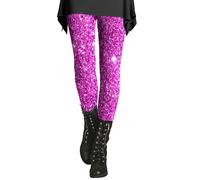 Pantalon Cargo Fille 7 Ans Women's Printed Sequin Sport Leggings with Soft and Slim Butt Pantalon Large Blanc Enfant 6 Ans (a-Purple, M)