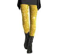 Pantalon Cargo Fille 7 Ans Women's Printed Sequin Sport Leggings with Soft and Slim Butt Pantalon Large Blanc Enfant 6 Ans (a-Yellow, M)