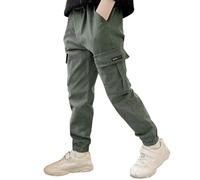 Pantalon Cargo Garcon 8-15 Ans multipoche Streetwear Jogging Enfant Garcon Sport Decontracte avec Elastique Cheville Pantalon ado Garcon Taille Elastique a la Mode (Green, 9-10 Years)