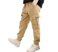 Pantalon Cargo Garcon 8-15 Ans multipoche Streetwear Jogging Enfant Garcon Sport Decontracte avec Elastique Cheville Pantalon ado Garcon Taille Elastique a la Mode (Khaki, 14-15 Ans)