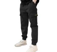 Pantalon Cargo Garcon 8-15 Ans multipoche Streetwear Jogging Enfant Garcon Sport Decontracte avec Elastique Cheville Pantalon ado Garcon Taille Elastique a la Mode (Black, 12-13 Years)