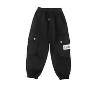 Pantalon Cargo garçon Automne Hiver en Polaire Douce brossée Coupe Ample pour Aventure extérieure et Usage Quotidien Confortable (Black-a, 11-12 Years)