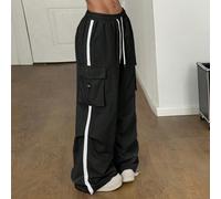 Pantalon cargo gris parachute, streetwear d'été pour femmes, basic, avec poches à rabat, cordon de serrage à la taille L,M,S,XL,XS,XXSTissu tissé