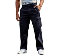 Pantalon Cargo Homme avec Multipoches Stretch Extensible Pantalons de Travail Coupe Régulière Mode Décontractée Couleur Unie Pants pour Travail,Sports de Plein Air et Quotidiennes S-4XL (Navy, XXL)