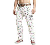 Pantalon Cargo Homme Carnaval - Pantalon Chino Homme Imprimé Pois Multicolore Intégral avec Poches Cargo sur les Côtés - Coupe Droite Ajustée pour Carnaval, Soirée à Thème ou Événement Festif