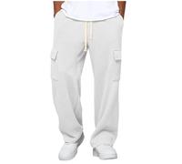 Pantalon Cargo Homme Coupe Large Jogging à Gaufres Pantalons de Survêtement avec Poches Taille Élastique Cordon Serrage Sport Casual Décontracté Streetwear pour Extérieur