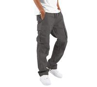 Pantalon Cargo Homme Multipoches,Pantalon de Travail Homme Ceinture Élastique Jambes Cordon de Serrage,Baggy et Casual Pantalon de Survêtement Homme Grande Taille pour Toutes Saisons,Dark Gray 4XL