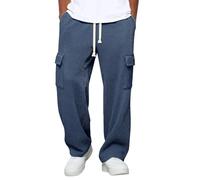 Pantalon Cargo Homme,Pantalon Ample Droit Vertical pour Homme, Style Sport décontracté, Jambes Larges, avec Poche, Printemps-Automne Portefeuille Sécurisé (Navy, S)