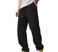 Pantalon Cargo Homme,Pantalon Blanc Homme,Long décontracté pour, idéal pour Le Printemps et l'automne. et Polyvalent à Jambes Droites et Larges. Portefeuille Jeune (Black, L)