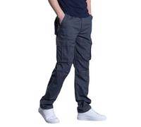 Pantalon Cargo Homme Regular Droit Multipoches - INSFITY - Gris - Taille Elastique S