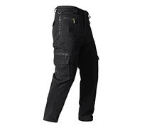 Pantalon Cargo Homme Travail Droit Multi-Poches Boutonné De Couleur Unie Vetement Elastique Extensible Velours Taille Elastique Sportswear Vintage VTT Tenue(02Noir,5XL)