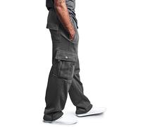 Pantalon Cargo Hommes En Velours Pantalon De Travail Couleur Unie Grande Taille Pantalons De Sport Avec Cordon De Serrage Poches Taille éLastique DéContracté Convient Pour L'EntraîNement Quotidien