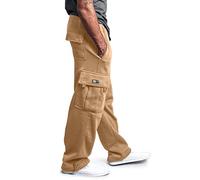Pantalon Cargo Hommes En Velours Pantalon De Travail Couleur Unie Grande Taille Pantalons De Sport Avec Cordon De Serrage Poches Taille éLastique DéContracté Convient Pour L'EntraîNement Quotidien