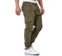 Indicode Hommes Walker Cargo Pants | Pantalon en Velours côtelé Stretch Army L