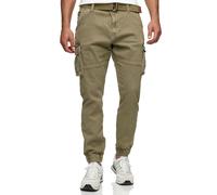 Indicode Hommes Kerr Cargo Pants | Pantalon Cargo 98% Coton avec Ceinture Cornstalk XXL