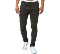 Indicode Hommes Mathews Cargo Pants | Pantalon Cargo en Coton avec 8 Poches Raven L