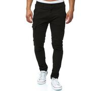 Indicode Hommes Mathews Cargo Pants | Pantalon Cargo en Coton avec 8 Poches Black L