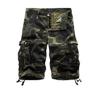 Pantalon Cargo Japonais Homme-Vêtements De Travail Européens Et Décontractés pour Hommes Shorts De Camouflage Grands Pantalons -Poches À Cinq Points (Army Green, 34)
