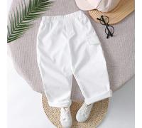 Pantalon cargo long blanc polyvalent et décontracté en 100% coton pour bébé garçon/fille unisexe, bas pour bébé garçon, pantalon pour bébé, Squishy 6-9M,9-12M,12-18M,18-24M,2-3Y,3-6MUnicoloreÉtoffe