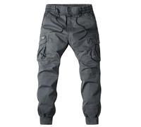 Pantalon cargo long pour homme - Coupe ajustée - Plusieurs poches - Pantalon de jogging avec poignets - Couleur unie - Pantalon de loisirs classique - Pantalon de travail décontracté, Gy1., XL