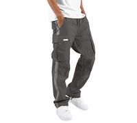 Pantalon cargo multi-poches pour homme, coupe ample, taille élastique, cordon de serrage avec détails latéraux rayés contrastés et attaches de cheville réglables, pantalon streetwear pour la mode