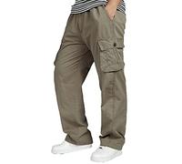 Pantalon cargo multi-poches pour homme - Mélange de polyester et de coton durable - Pantalon de combat robuste - Grande taille - Élastique - Pantalon de combat léger, doré, 4XL