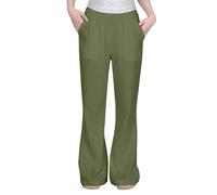 Pantalon Cargo, Pantalon Fille DéContracté Et Fluide en Lin Pantalon Taille Haute Pantalon éVasé Pantalon Enfant Pantalon De Plage