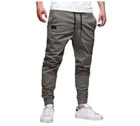 Pantalon Cargo Pantalons de Randonnée Homme Jogging de Travail Tenue de Classique de Sport avec Cordon Coulissant Pantalon Sport Cote de Travail Homme Gris M