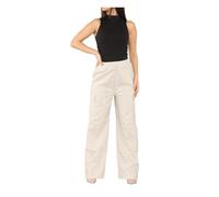 Pantalon cargo pour femme avec taille élastique et cordon de serrage - 4 poches - Style palazzo uni, stone, 40-42