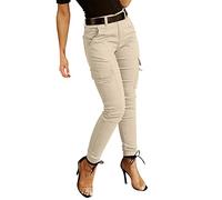 Pantalon cargo pour femme - Taille haute - Coupe skinny - Pantalon de travail - Stretch - Pantalon cargo - Avec poches - Pantalon skinny - Taille élastique - Poches latérales - Pantalon de sport cargo