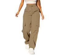Pantalon cargo pour femme - Taille haute - Élégant - Avec de nombreuses poches - Pantalon cargo - Coupe ample - Pantalon droit - Couleur unie - Pantalon de sport décontracté - Pantalon d'extérieur