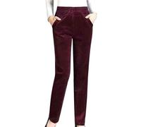 Pantalon cargo pour femme - Taille haute - En molleton thermique - Long - Sweat-shirt - Épais - Pantalon douillet - Avec 2 poches - Pantalon thermique - Pour l’hiver - Pantalon de loisirs
