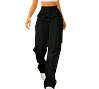 Pantalon cargo pour femme taille haute : pantalon de sport femme long avec poches multiples poches cargo pantalons Harajuku pantalon de jogging Y2K streetwear couleur unie pantalon de fitness pantalon