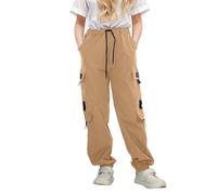 Pantalon Cargo pour Filles, décontracté, Taille Haute, Cordon de Serrage, Poches Amples, Pantalons de survêtement Cargo pour Enfants Combinaison Fille Noire