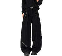 Pantalon Cargo Pour Homme 100% Coton Coupe Large Et Droite Style Y2K Décontracté Et Léger Esprit Streetwear Vintage,Noir,XXL