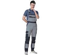 Pantalon cargo pour homme avec bretelles, combinaison cargo, barboteuse, longue salopette, vêtement de travail pour artisans, maçons, couvreurs, charpentiers, électriciens et bien d'autres, gris, S
