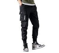 Pantalon cargo pour homme avec poches zippées et taille élastique | Taille élastique, chevilles resserrées et poches cargo pour un rangement pratique ; idéal pour les voyages