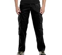Pantalon cargo pour homme avec taille élastique en polaire - Pantalon chaud pour l'hiver - Couleurs unies - Avec plusieurs poches - Léger - Pantalon de jogging - Automne et hiver, Noir , XXL
